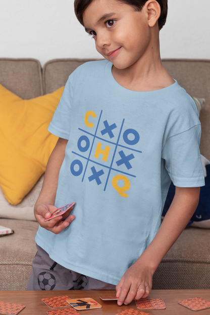 TicTacToe Camper Tee - Natural and Blue